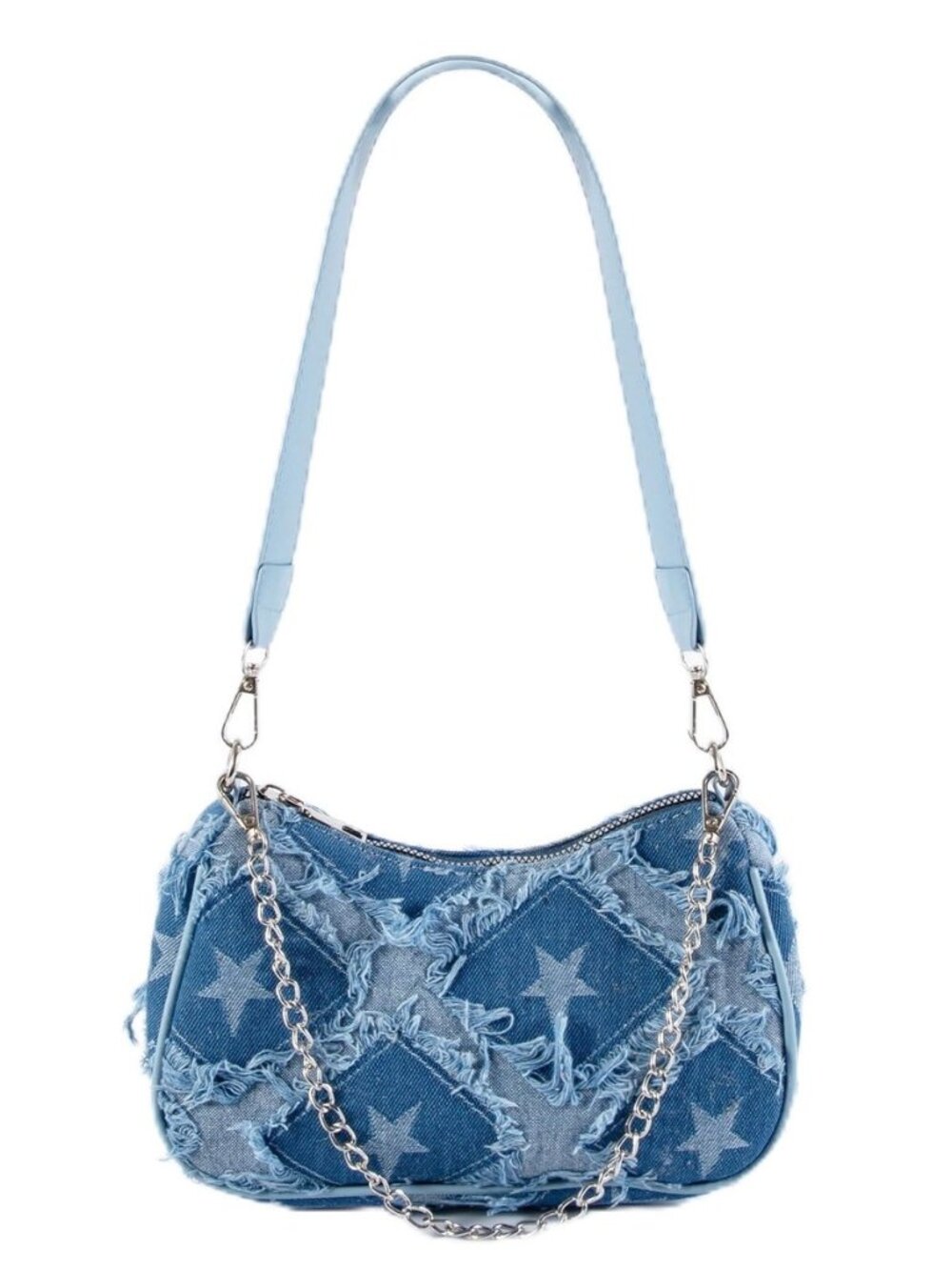 Y2K Denim Purses for Women, Mini Star Embroider Jean Purse with Chain Strap